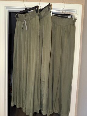 Olive Green Smocked Waist Maxi Skirt